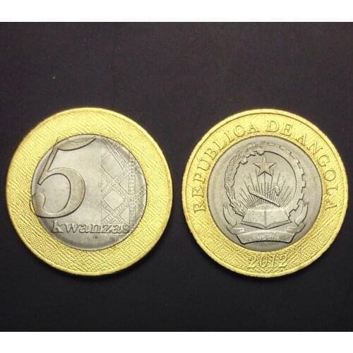 Angola 5 kwanzas new single two-color coin 2012 Real Original Coins Collectibles Authentic Unc