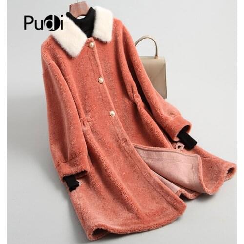 Aorice A18195 womens winter real wool fur coat mink collar warm jacket coat lady Long coat jacket over size parka