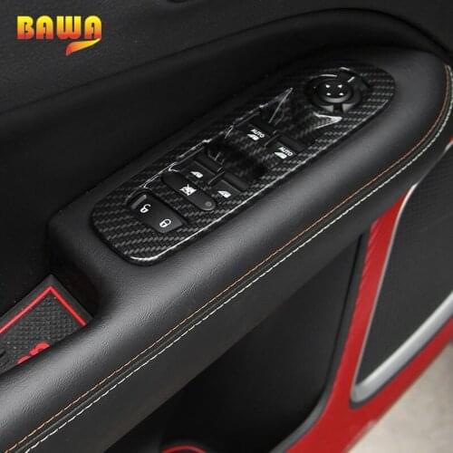 BAWA Automotive Interior Stickers for Jeep Compass 2017 Accessories Windows Control Panel Car Interior Stickers Carbon Look