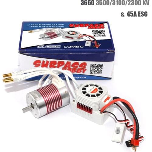 Platinum Waterproof 3650 3500KV 3100KV 2300KV Brushless Sensorless Motor With 45A ESC For 1/10 RC Car Truck