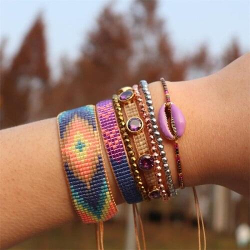 ZHONGVI Miyuki Seed Beads Bracelets Blue Eye Bracelet For Women Bohemian Pulsera Woven Friendship Jewelry Wrap Tassel Jewellery