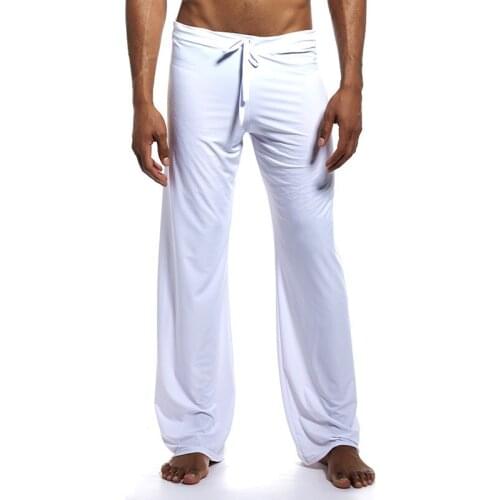 Trousers Men Soft Ice Silk Home Clothes Mens Casual Pants Breathable Homewear Lacing Sexy Male Sleep Bottoms Lounge Pants