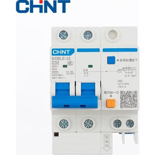 CHNT NXBLE-32 Residual current operated circuit breaker RCBO 6KA type D 2P 30mA 230 V 240V 50HZ 6A 10A 16A 20A 25A 32A
