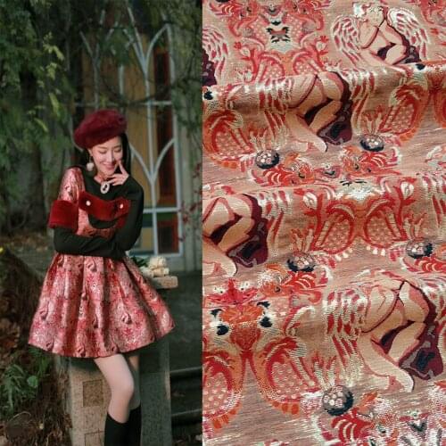 Ladies Hepburn style saint child figure jacquard dress fabric palace suit brocade fashion blended fabric sewing jacquar fabric
