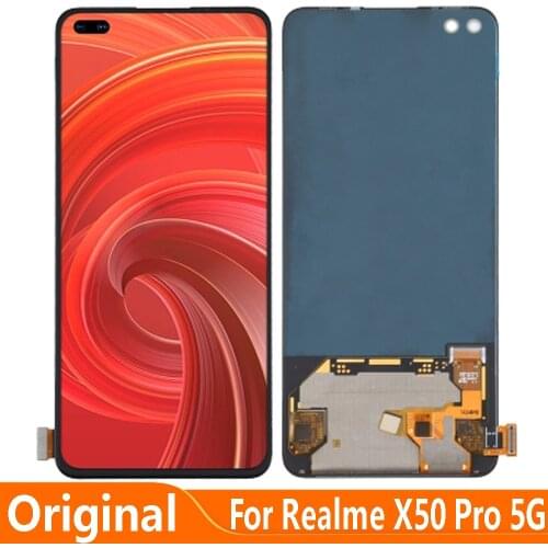 AMOLED Display Replace 6.44" For Realme X50 Pro 5G LCD Touch Digitizer Screen Assembly RMX2075 RMX2071 RMX2076