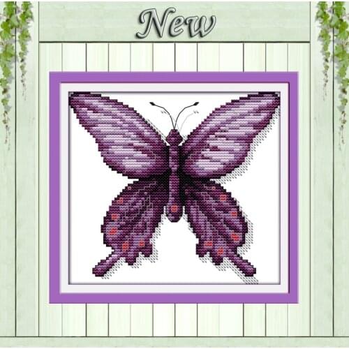 A purple butterfly crafts animal home decor counted printed on canvas DMC 11CT 14CT kits Cross Stitch embroidery needlework Sets