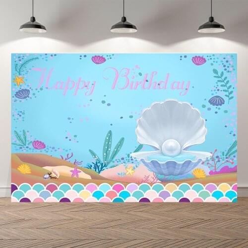 Seekpro Photography Background undersea world mermaid girls Happy birthday new born party baby shower Backdrop Photo Photocall