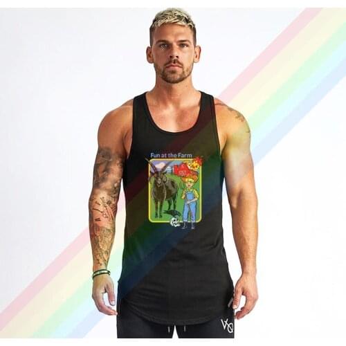 Fun At The Farm A House On Fire Satan Summer Soft Custom Sleeveless Design Your Own Vest Cotton Mens Muscle Tee Tank Top Shirt