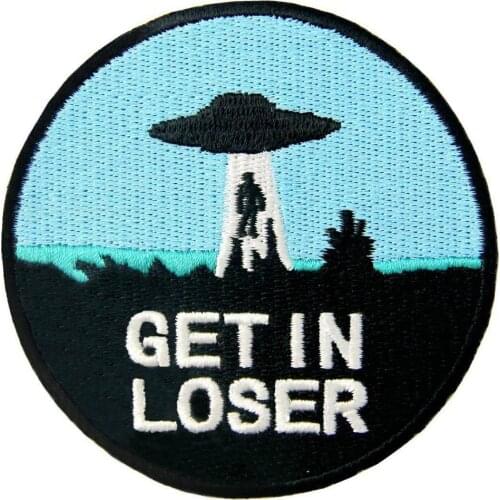 Hot! EMBROIDERED Iron On Patches appliques transfers Biker Patch Badges Get In Loser (Size is about 7 cm)