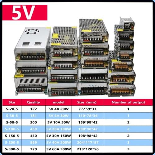 Switching Power Supply Transformer AC 110V 220V To DC 5V 4A 6A 10A 20A 40A 60A Power Supply Source Switch LED Driver Adapte