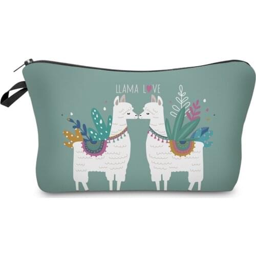 Makeup Bag Water Resistant Cosmetic Organizer Totes Printing Alpaca Cute Animal Fashion Women Multifunction Beauty New Trendy
