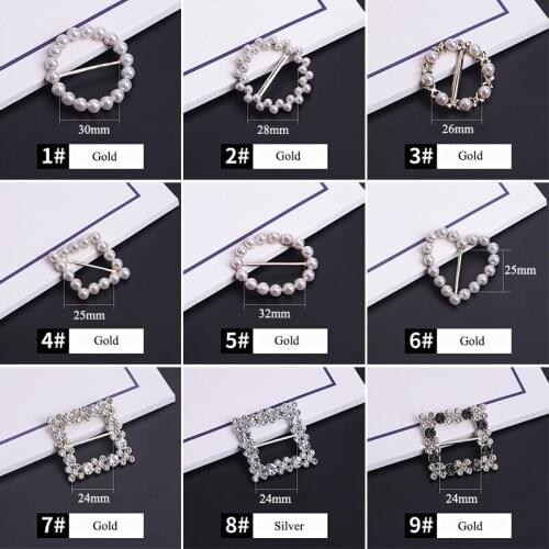 LKERAN 2 Pcs Variety Rhinestone Buckles Metal Pearl Waist buckle Angle Knot buckle Three buckle Japanese word buckle