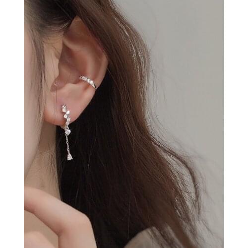 925 Sterling Silver Tassel Earrings Female Full Zircon Rhinestone Hot Sexy Elegant Fashion Earrings For Women Серьги eh1460