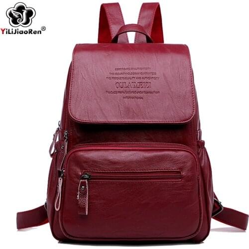 Fashion Backpack Female High Quality Leather Backpack Purse Large Capacity Travel Bag Simple Shoulder Bags for Women Mochila Sac