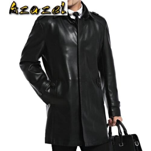 2020 New Autumn and winter Brand mens Genuine Leather jackets thickening long leather coat men natural sheepskin leather jacket