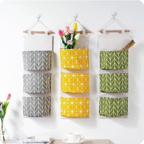 Wall Cotton Waterproof Storage Hanging Bag Home Multi-layer Closet Organizer Door Behind Sling Fabric Storage Pockets