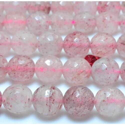 Natural Strawberry Quartz Faceted Round Loose Beads Wholesale Gemstone Semi Precious Stone Bracelet Necklace Diy Jewelry Making