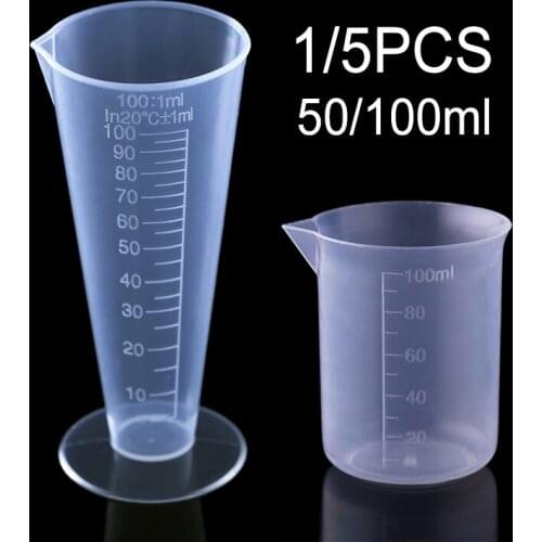 New 1/5PCS Clear Plastic Graduated Measuring Cup Laboratory Beaker for Baking Beaker Liquid Measure Scale JugCup Container Tool