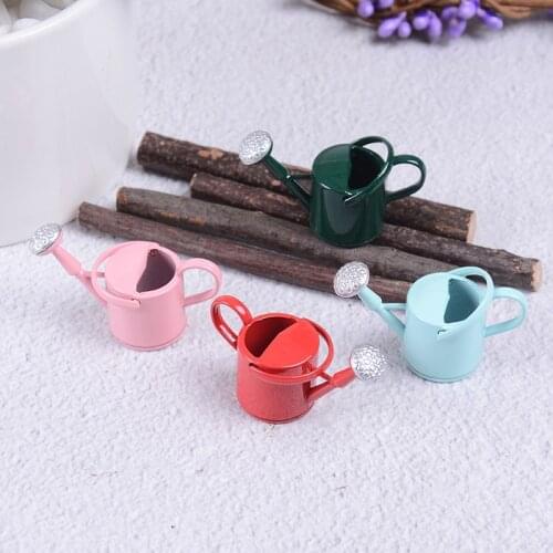New Arrival 1/12 Metal Watering Can Garden miniature Decoration for Children Kids Dolls Acces Dollhouse Miniature Furniture