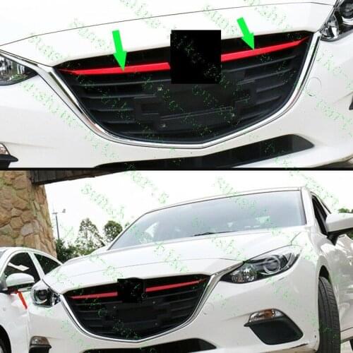 Fit For 2014 2015 2016 Mazda 3 Axela Car Front Bumper Grille Red LH&RH Decorative Trim 2pcs