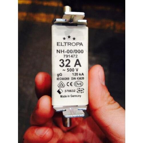 Fuses: ELTROPA NH-00/000 32A 500V 120KA gG 791472 / NH-00/000 50A 500V 791475 / NH-00/000 100A 500V 120KA gG