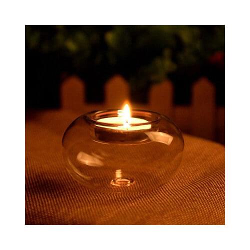 1Pcs Clear Round Hollow Heat Resistant Glass Crystal Candle Holders Case Container Candlestick Candler Holder 8/10/12CM