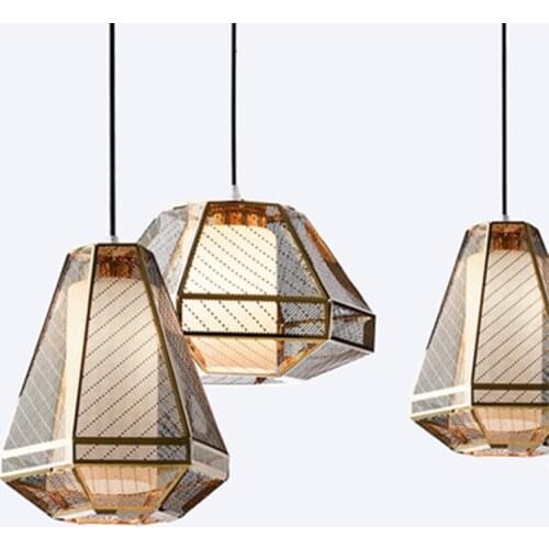 Scandinavian restaurant chandelier post modern personalized cafe bar designer gold stainless steel mesh Chandelier