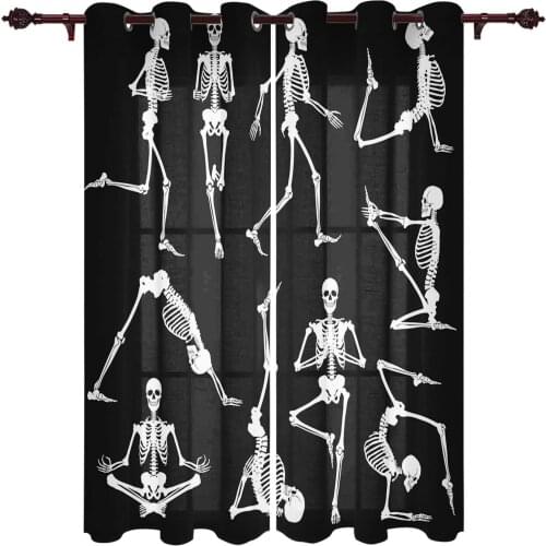 Modern Curtains Halloween Skull Sport Yoga Baby Room Bedroom Creative Curtains Kitchen Living Room Terrace Valance Curtains