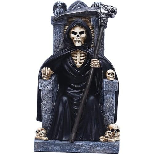Halloween Western Throne Death Figurine Statue Resin Crafts Sculptures Garden Horror Decoration Indoor Outdoor Lawn Porch