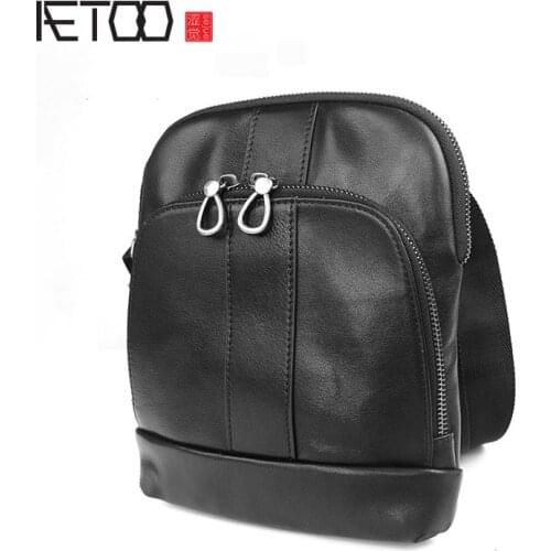 AETOO Genuine leather shoulder bag, first layer leather casual fashion messenger bag, leather mens bag