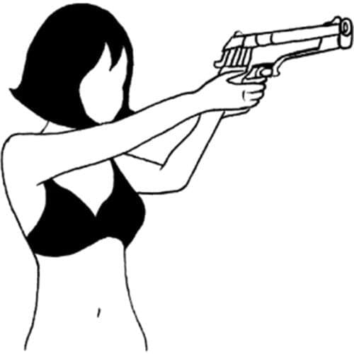 Tattoo sticker small Black White sketch gun cool girl flash Tatoo Temporary Drawing Body Art Fake Water Transfer Stickers
