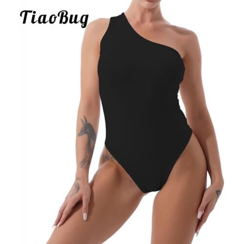 Slant Shoulder Leotard Women Gymnastics Ballet Latin Dance Leotards Bodysuit Ballroom Dance Top Performance Costume