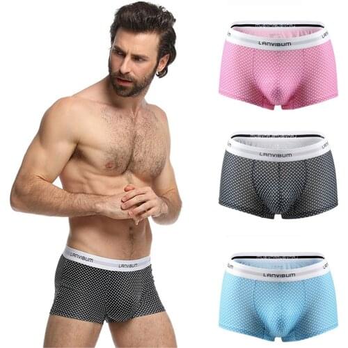Mens Underware Dot Print Panties Boxers Breathable Underwear Sexy Comfortable Underpants Boxershorts Mens Panties