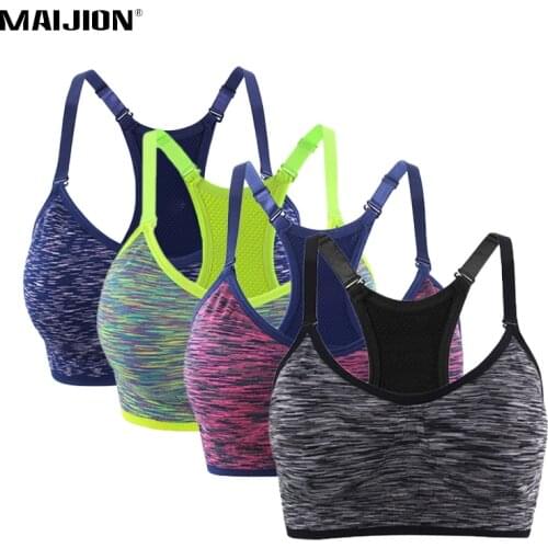VEAMORS Quick Dry Fitness Sports Bra For Running Gym Seamless Wirefree Padded Underwear Shakeproof Push Up Yoga Bra Tops