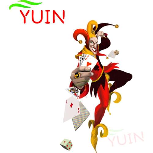 Fun Clown Poker Magic Car Sticker Motorcycle Accessories Fashion PVC Bumper Decoration High Quality Waterproof Decal 18*10cm