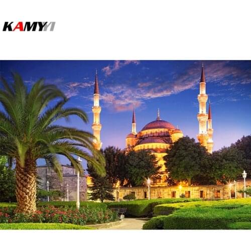 DIY Islam Muslim Mosque Religion Diamond Painting Cross Stitch Full Rhinestone Pasted Diamond Embroidery Mosaic Home Decor XY1