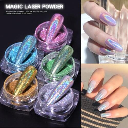 1Box Laser Glitter decoration Powder Holographic Gradient Glitter Dipping Paillette Decor Sequins Dazzling Nail Art Dust