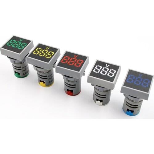Red Blue Yellow Green White 1pc Mini New 22MM AC 20-500V Voltmeter Square Panel LED Digital Voltage Meter Indicator Light Tester