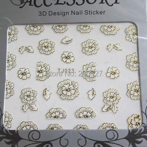 2PCS TJ023 White&Gold Nail Art Cute Sticker Nail Art Sticker