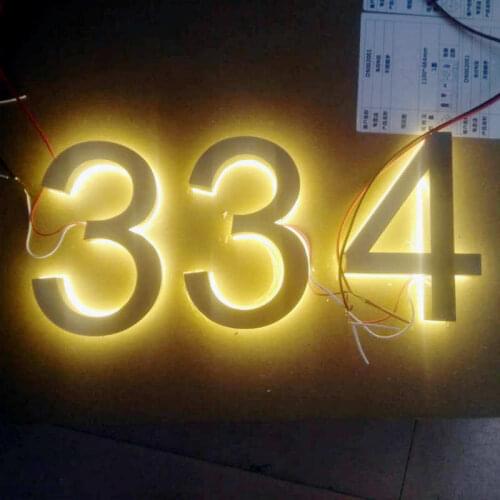 3D outdoor Customized stainless steel led backlit luminous house numbers and letters