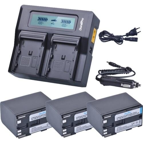 3 x 8400mAh BP-970G BP 970G BP-975 Batteries + LCD Dual Quick Charger Kits for Canon EOS C100,Mark II, EOS C300, XF100, XF105