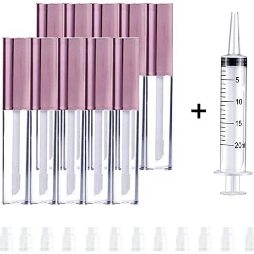 5Pcs 10ml Lip Gloss Tubes with Wand Empty Plastic Lipstick Tube Container Makeup Reusable Dispenser Bottle for Make Up DIY