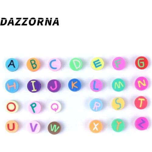 50/100Pcs 100mm Random Mix Color A-Z Letter Polymer Clay Spacer Beads For Jewelry Making DIY Bracelet Necklace Accessories
