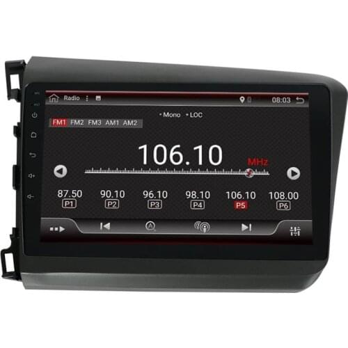 9" Android 10.0 Car Radio For Honda Civic 2012-2015 Audio 4 Core Stereo 2+32G GPS Navigation Car Multimedia Player