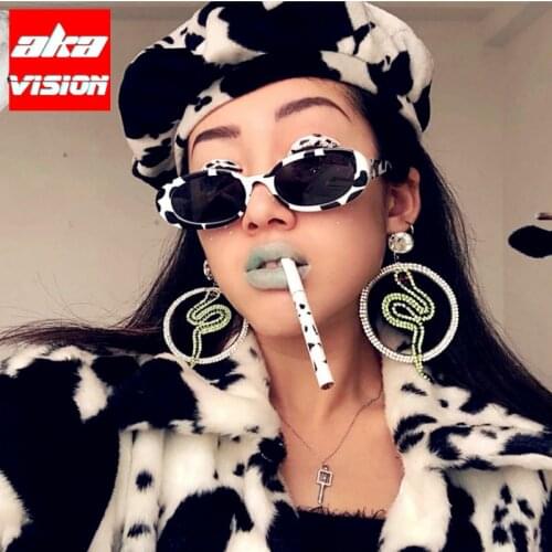 AKA VISON Vintage Oval Sunglasses Women 2021 Retro Brand Designer Glasses Female Small Eyewear Women Luxury Oculos De Sol Gafas