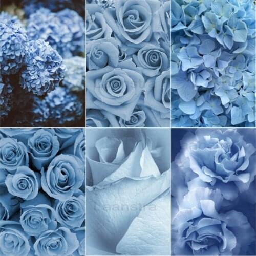 Blue Rose Flower DIY Diamond Painting Home Decoration Hydrangea Mosaic Sticker Diamond Embroidery Art Handmade Gift Wall Picture