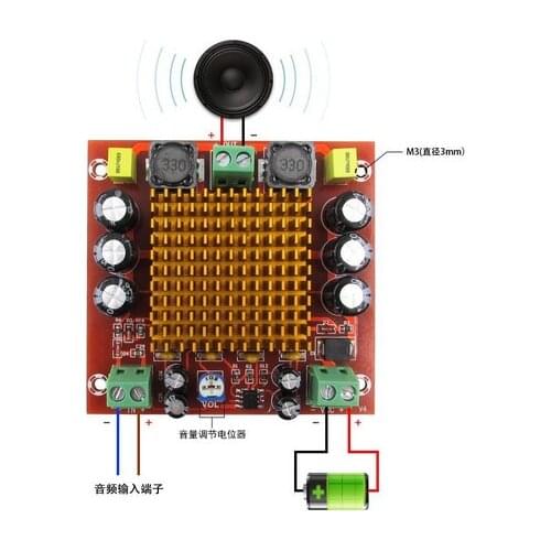 DC 12V 24V 150W TPA3116DA Mono Channel digital Power audio amplifier board for car