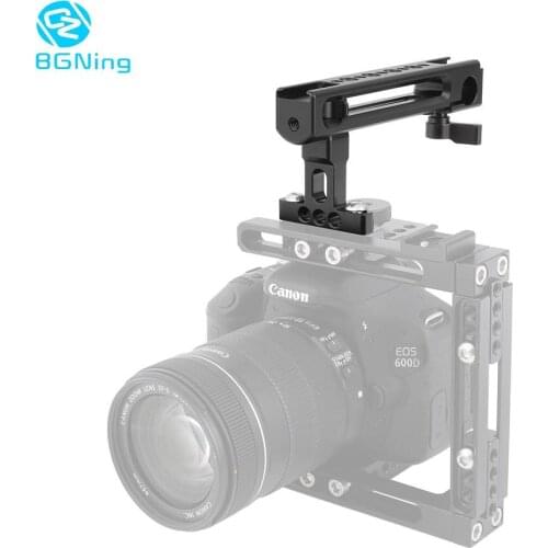BGNing Top Handle Cheese Bracket for SLR Camera DSLR Cage Hand Grip w/ 15mm Rod Clamp Adapter Cold/Hot Shoe Mount 1/4" 3/8" Hole