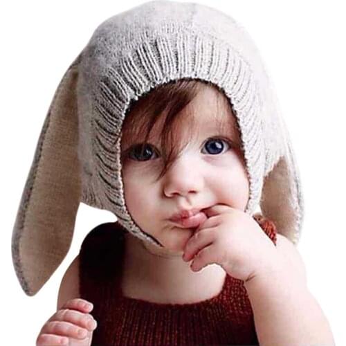 Children cute animal hat warm newborn rabbit ear knitted infant hats baby toddler boy girl autumn winter kids cap