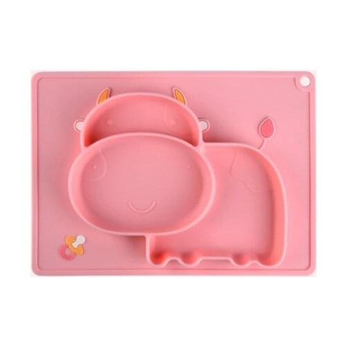 Baby Plate Tableware Baby Dishes Cow Children Food Feeding Placemat Infant Feeding Cup Silicone Suction Bowl Mat for Kid